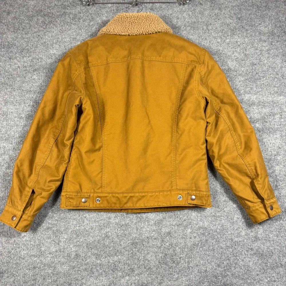 Uniqlo Men U Sherpa Lined Trucker Jacket XS Brown Canvas Workwear EUC
